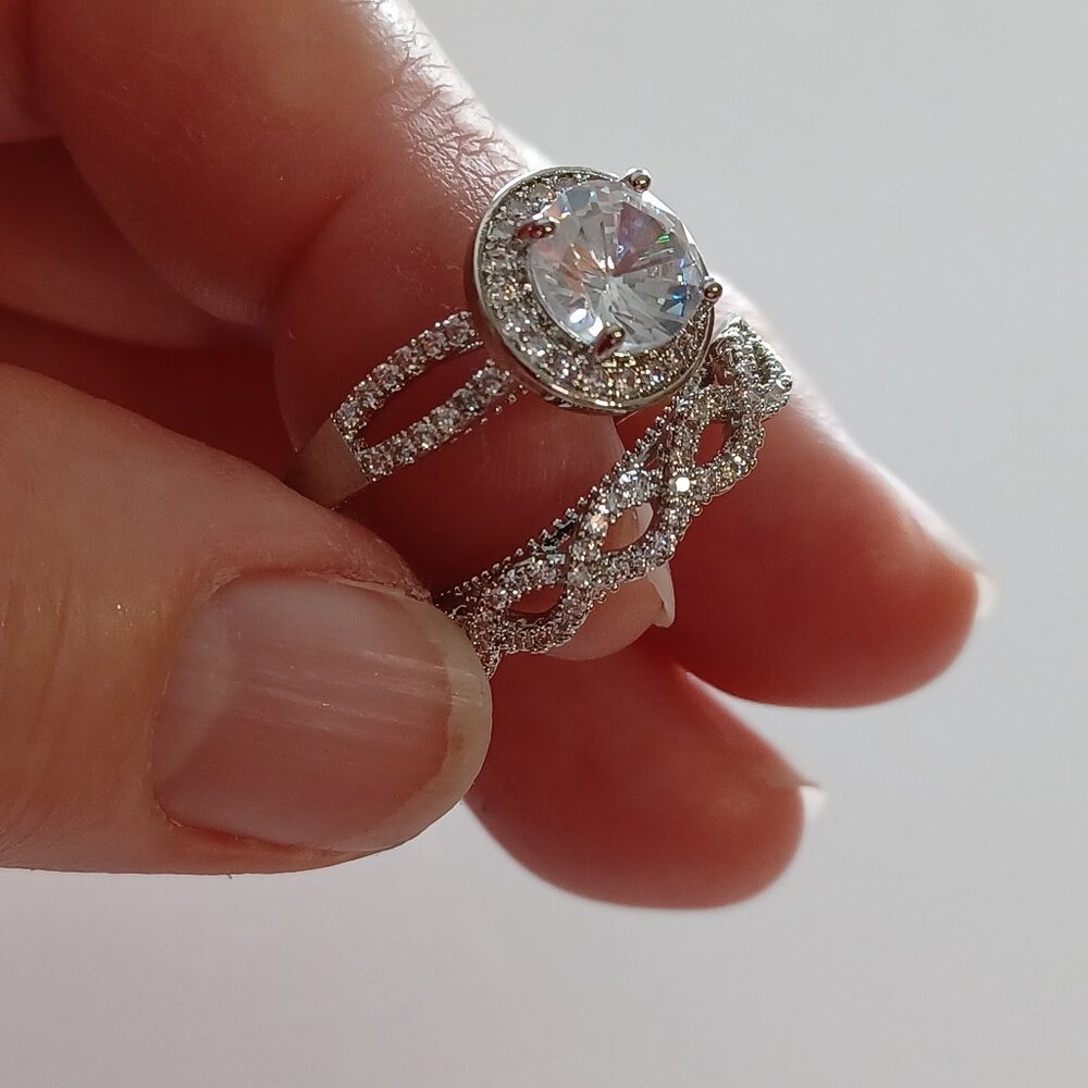Sizes 7 & 9 White Sapphire Wedding Engagement Set